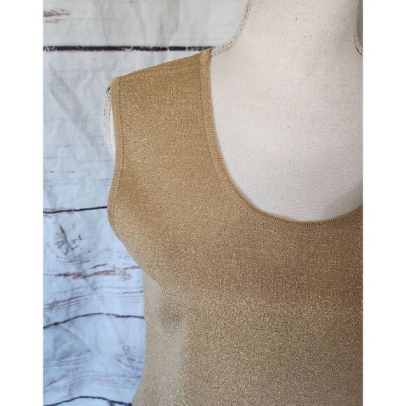Misook Metallic Gold Sleeveless Top Size Small - Picture 4 of 7